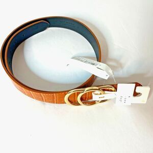 A New Day Women's Cognac & Gold Triple Plaque Belt Size Small NEW!